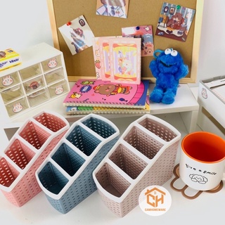 Khay Đựng Bút 4 Ngăn Việt Nhật Plastic 5696 – Hộp Nhựa Để Bàn Gọn Gàng Tiện Dụng – Cam Homeware