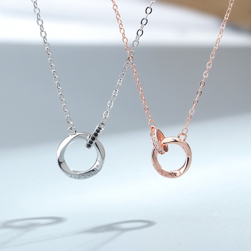 Vòng cổ cặp đôi kim cương lồng vào nhau Hợp thời trang Vòng cổ Mobius Nam Nữ