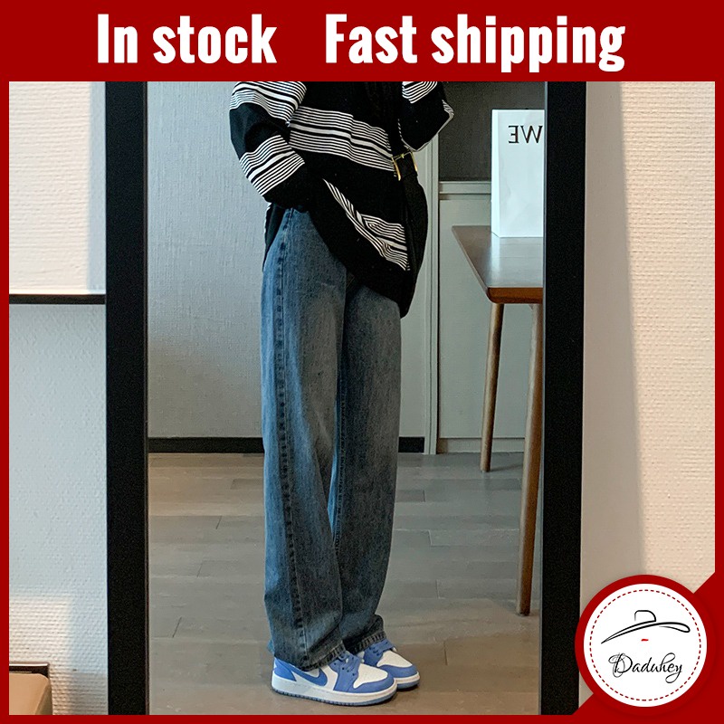 Ảnh Quần denim ống rộng lưng cao phối thắt lưng phong cách Hàn Quốc thời trang cho nữ 1