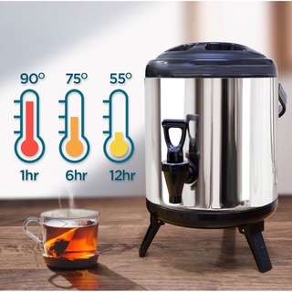 Bình Ủ Trà  Giữ Nhiệt Nóng Lạnh  3 Lớp Inox 304, Bình Ủ Trà Sữa  6L 8L 10L 12L Cam Homeware
