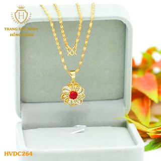 Dây Chuyền Nữ Titan, Vòng Cổ Mặt Đính Đá Xi Mạ Vàng Non 24k Cao Cấp - Trang Sức Hava Hong Kong