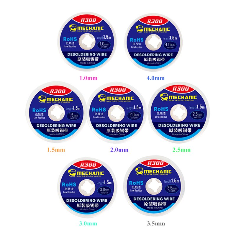 1.0 / 1.5 / 2.0 / 2.5 / 3.0 / 3.5 / 4.0MM 1.5M Máy hàn Wick Remover Desoldering Wire Desoldering Braid BGA Dụng cụ hàn