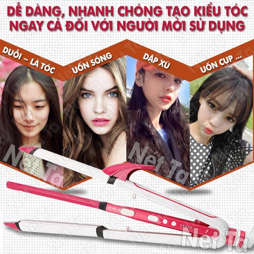Ảnh Máy làm tóc đa năng 3in1 duỗi uốn bấm KEMEI KM-3304 tạo kiểu tóc dễ dàng như là tóc ép tóc dập xù - Phân phối chính hãng 3