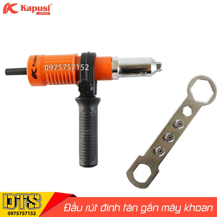 Bộ đầu rút đinh tán rive gắn máy khoan Kapusi, đầu chuyển máy khoan cầm ...