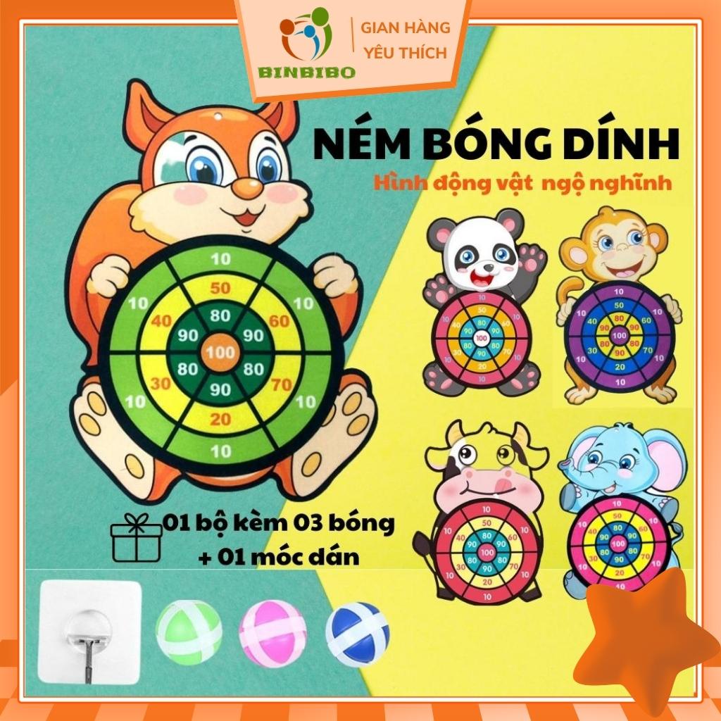 Ném bóng dính con vật ngộ nghĩnh bảng phi tiêu an toàn cho bé vui chơi