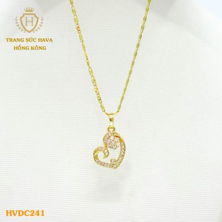 Dây Chuyền, Vòng Cổ Nữ Mặt Đính Đá, Titan Xi Mạ Vàng Non 24k Cao Cấp - Trang Sức Hava Hong Kong