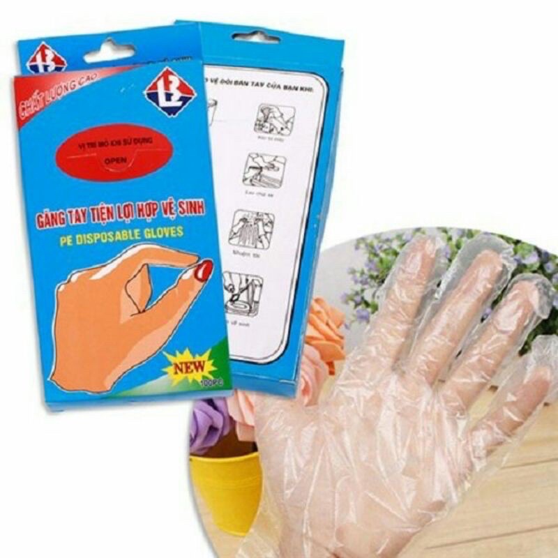 Hộp 100 găng tay ni lông sinh học dùng một lần cho nhà bếp toàn vệ sinh thực phẩm