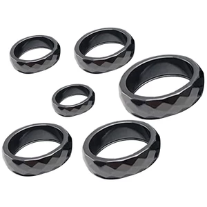 Yoo Hematite Đá Nhẫn Nữ Unisex Lo Âu Cân Bằng Rễ Luân Xa Ban Nhạc Nhẫn