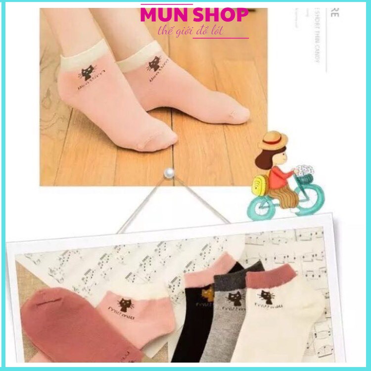 COMBO 10 ĐÔI TẤT MÈO COTTON CỔ NGẮN