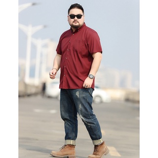 Áo Sơ Mi Tay Ngắn Màu Trơn Cỡ Lớn L-10XL Thời Trang Mùa Hè Cho Nam