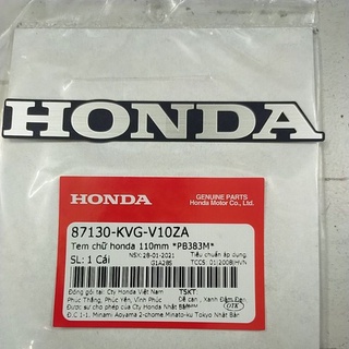 Tem chữ Honda Màu Xi Bạc Bóng 110mm nền màu xanh đen