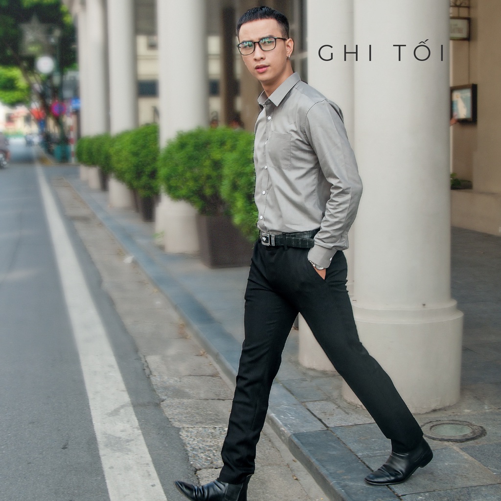 Áo sơ mi nam dài tay HTSM MAGNOR vải Kate oxford 40% cotton cao cấp, cổ bẻ, dáng medium fit công sở có túi ngực
