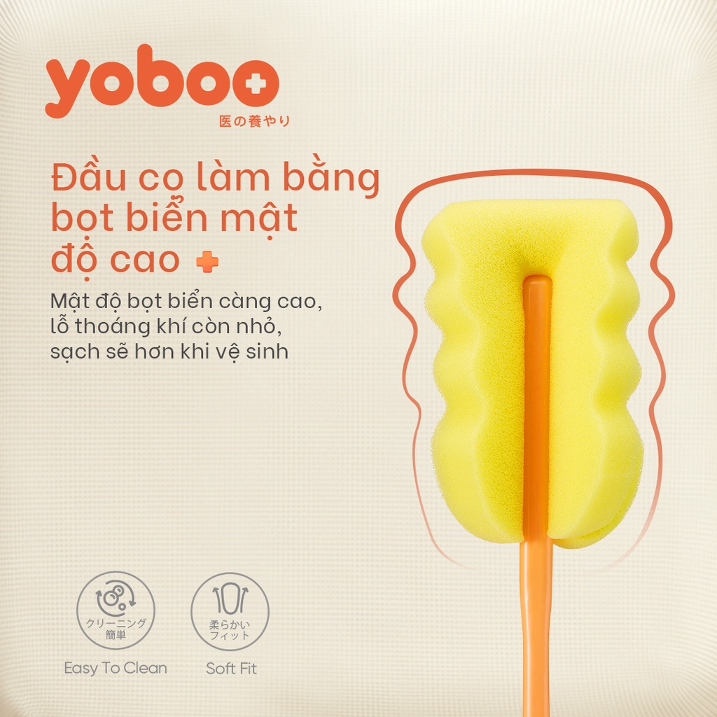 Mô tả Bộ 2 bàn chải làm sạch bình sữa cho bé Yoboo YB-0029 bằng xốp polyurethane mật độ dày, không xơ vữa - Hàng chính hãng - 3