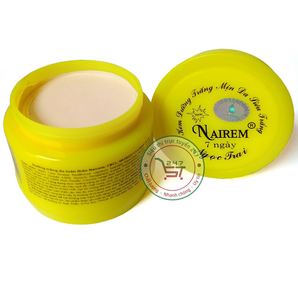 Kem body Trắng da toàn thân ngừa Lão hóa mờ Tàn nhang Nairem 150g (Vàng)