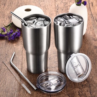 Ly giữ nhiệt inox 900ml tặng kèm túi đựng, 2 ống hút inox và cọ bình