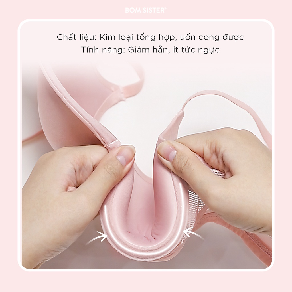 Ảnh Áo lót nữ có gọng, áo ngực mút mỏng thun lạnh dây liền bảng lưng phối lưới BOM Sister MU26015 2