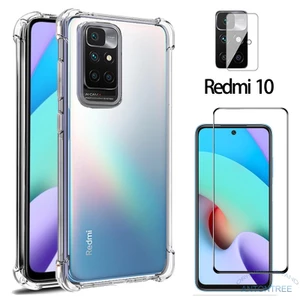 Ốp bảo vệ Camera 3in1 Redmi 10 10C 10A Xiaomi Redmi10 Armor Case Full Clear Jelly Air Bag Vỏ chống sốc + Kính cường lực
