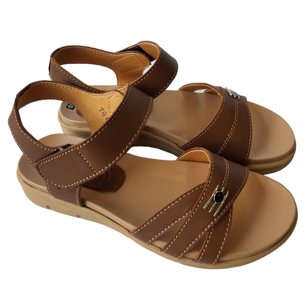 Giày sandal nữ quai ngang da bò BIGGBEN HKD083