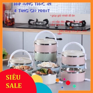 Hộp cơm lúa mạch 4 tầng giữ nhiệt đồ ăn,Hộp đựng cơm