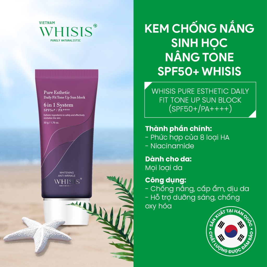 Ảnh Kem Chống Nắng Dưỡng Trắng Kiềm Dầu Nâng Tone WHISIS Pure Esthetic Daily Fit Tone Up Sun Block SPF50+/PA++++ 50g 1