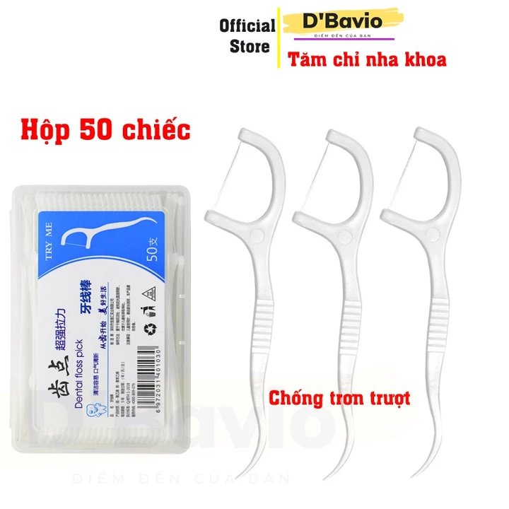Chỉ nha khoa bảo vệ răng miệng chống sâu răng, tăm chỉ nha khoa hộp 50 chiếc- Dbavio