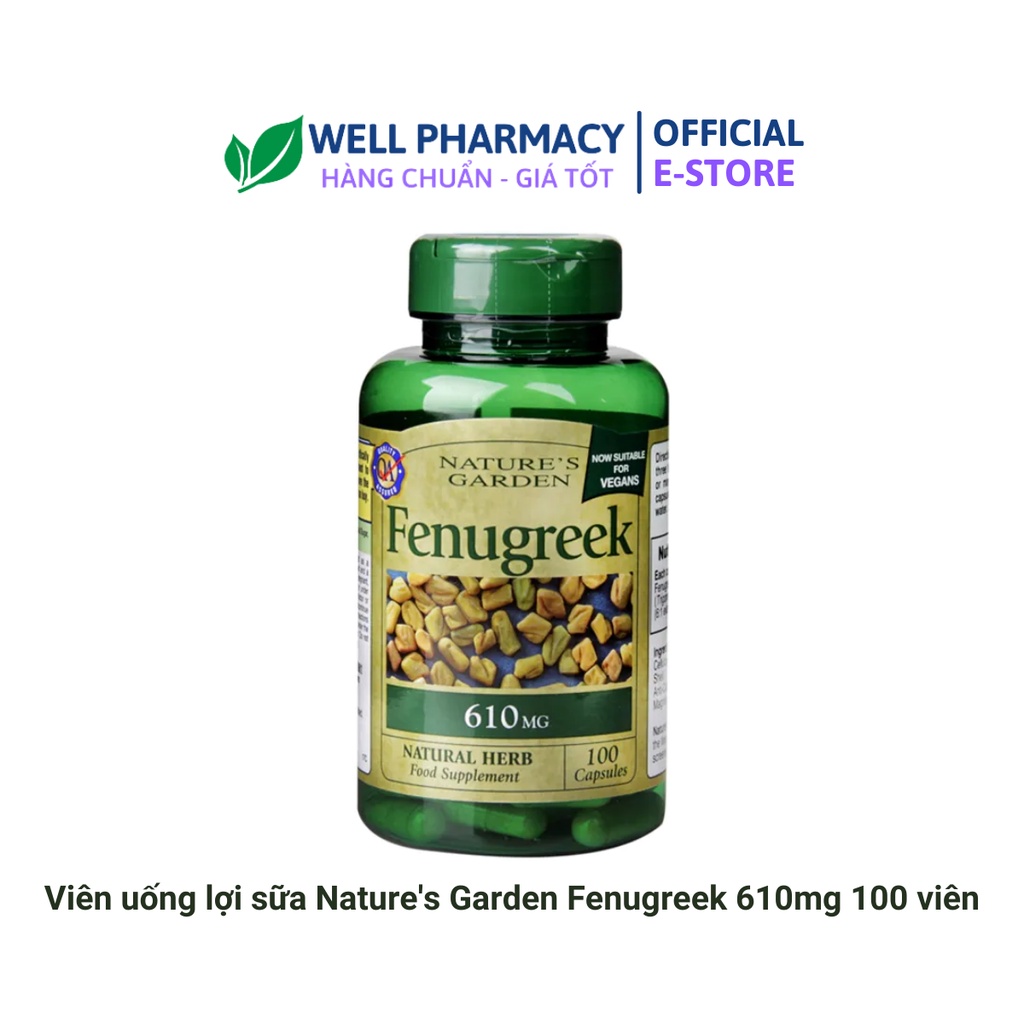 Viên Uống Lơi Sữa Fenugreek Natures Garden Từ Cỏ Cà Ri 610mg Lọ 100