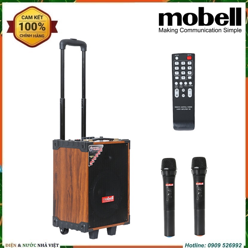 Loa vali kéo di động thùng gỗ Mobell MK-2120D 30W – Kèm 2 micro ...