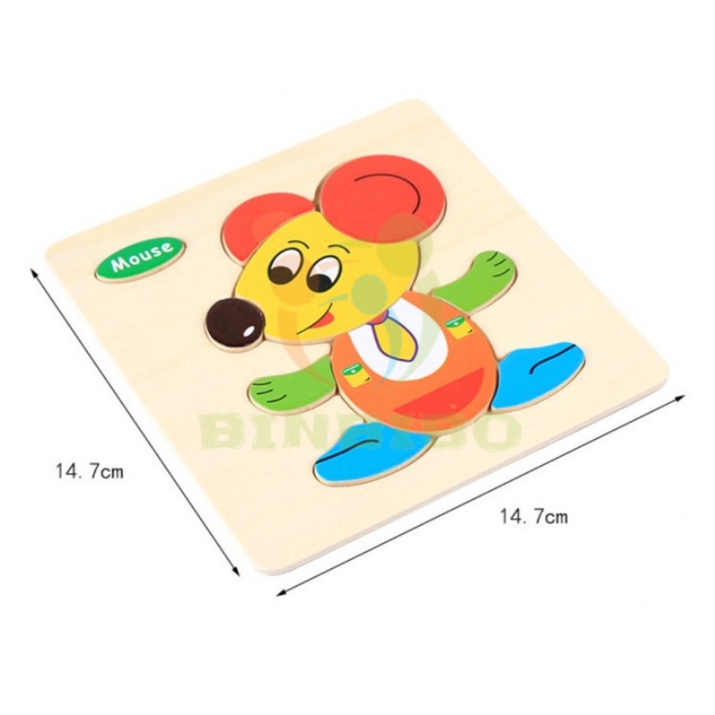 Tranh ghép hình gỗ 3D nhiều mẫu cho bé hình con vật đáng yêu