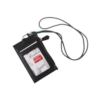 Ví da PU mini đựng thẻ có dây đeo cổ tiện lợi