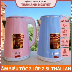 Ấm Siêu Tốc - Ấm Cắm Điện 2 Lớp 2.5l Thái Lan Chính Hãng - Bình Đun Nước Cắm Điện 2 Lớp Cách Điện Cách Nhiệt