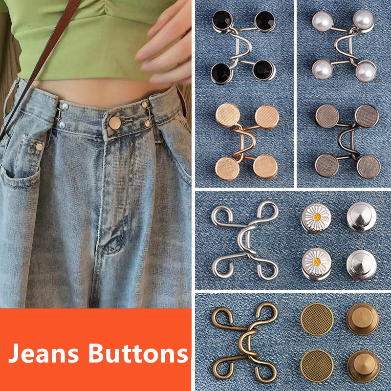 Nút Khóa Thắt Lưng Quần Jean Vô Hình Tháo Rời Được Đính Ngọc Trai