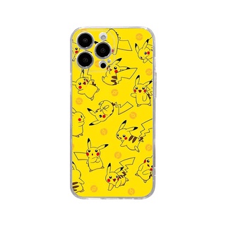Ốp điện thoại trong suốt Pikachu màu vàng cho iPhone 16 15 14 13 12 11 Pro Promax 14Plus mini X XS XR XSMAX 6 6s 5 5S 6plus / 6splus 7 8 SE2020 7plus / 8Plus TPU Soft Cover QMZT