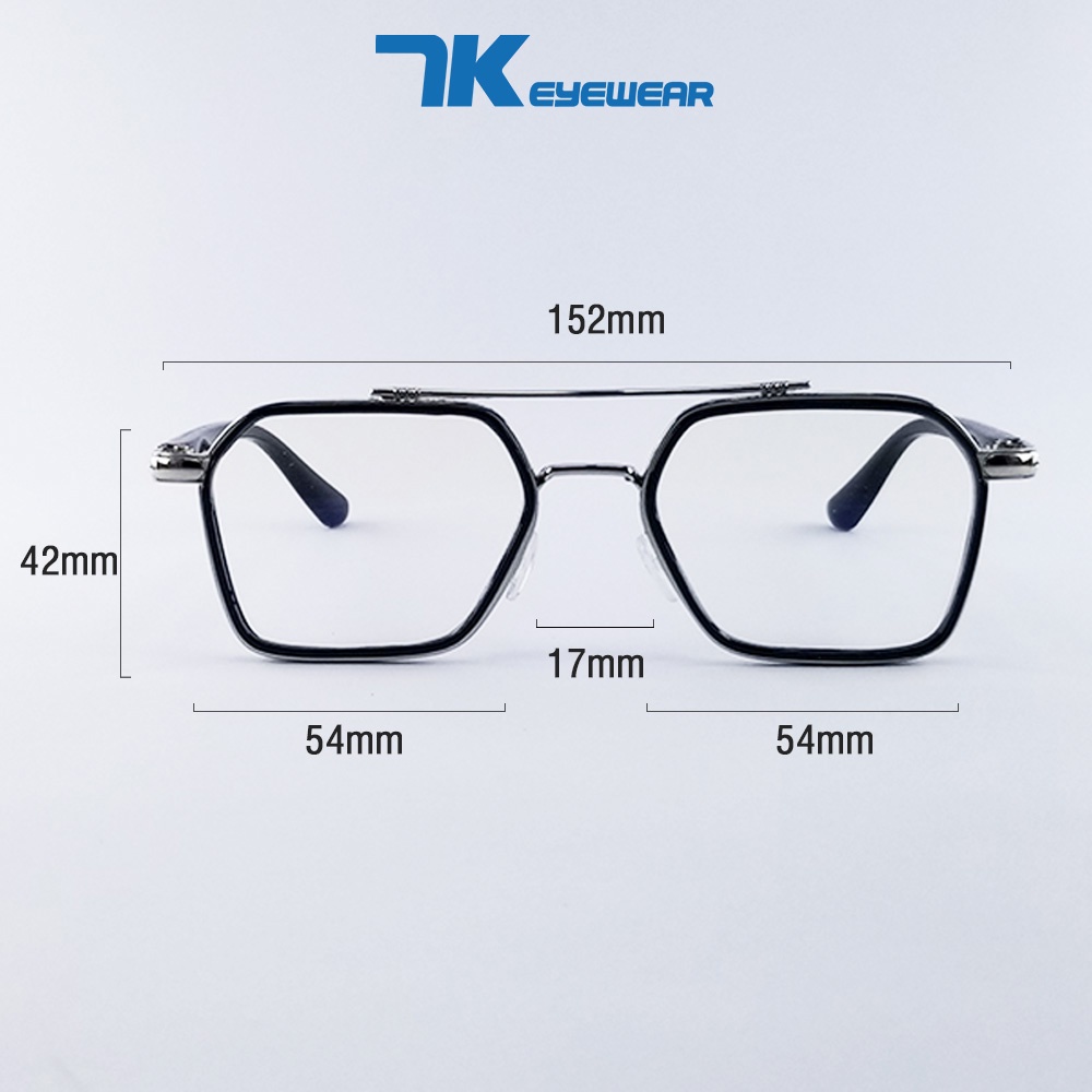 Ảnh Gọng kính cận nam nữ mắt to bản 7k8112 màu đen, ghi xám, trong. Tròng giả cận 0 độ có sẵn, chống ánh sáng xanh và tia UV 2