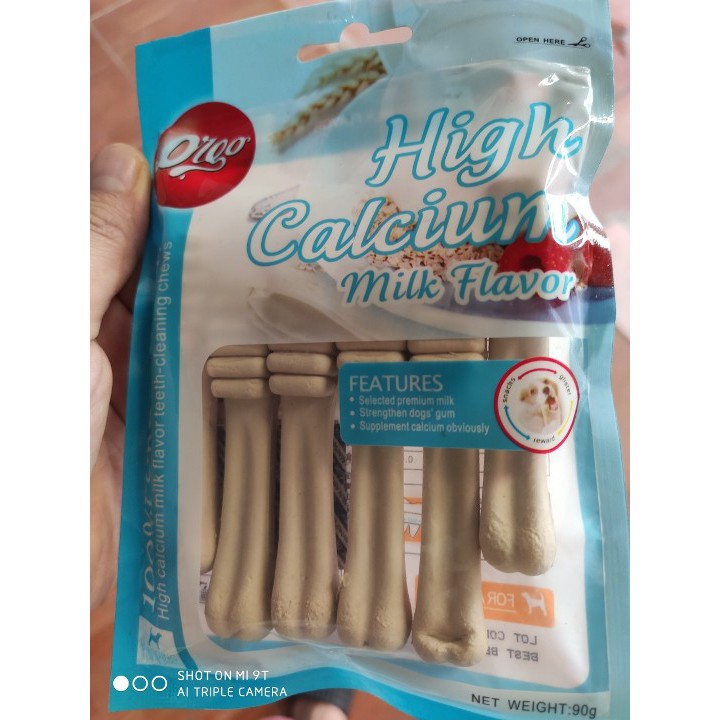 Xương cho chó gặm giúp làm sạch răng, tăng cường canxi Orgo High Calcium Milk Flavor Vị Sữa 90g