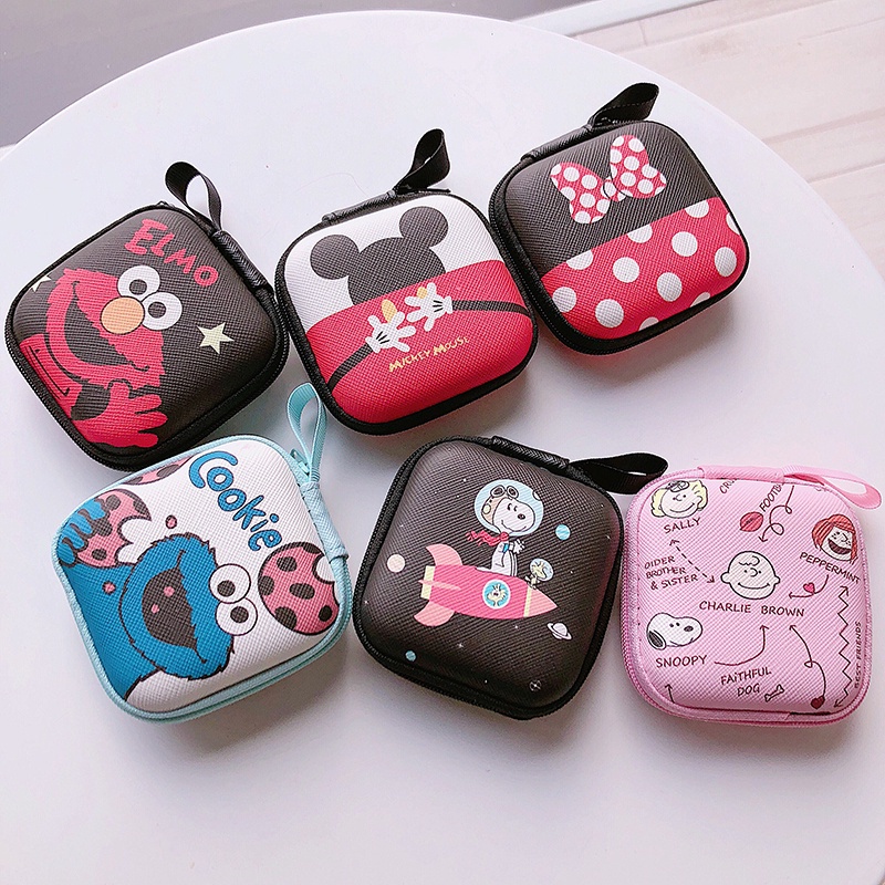 Phim hoạt hình Disney Túi xách tay Túi đựng dây cáp USB Mini Zipper Wallet Ví đựng tiền xu Hộp đựng Tài Nghệ