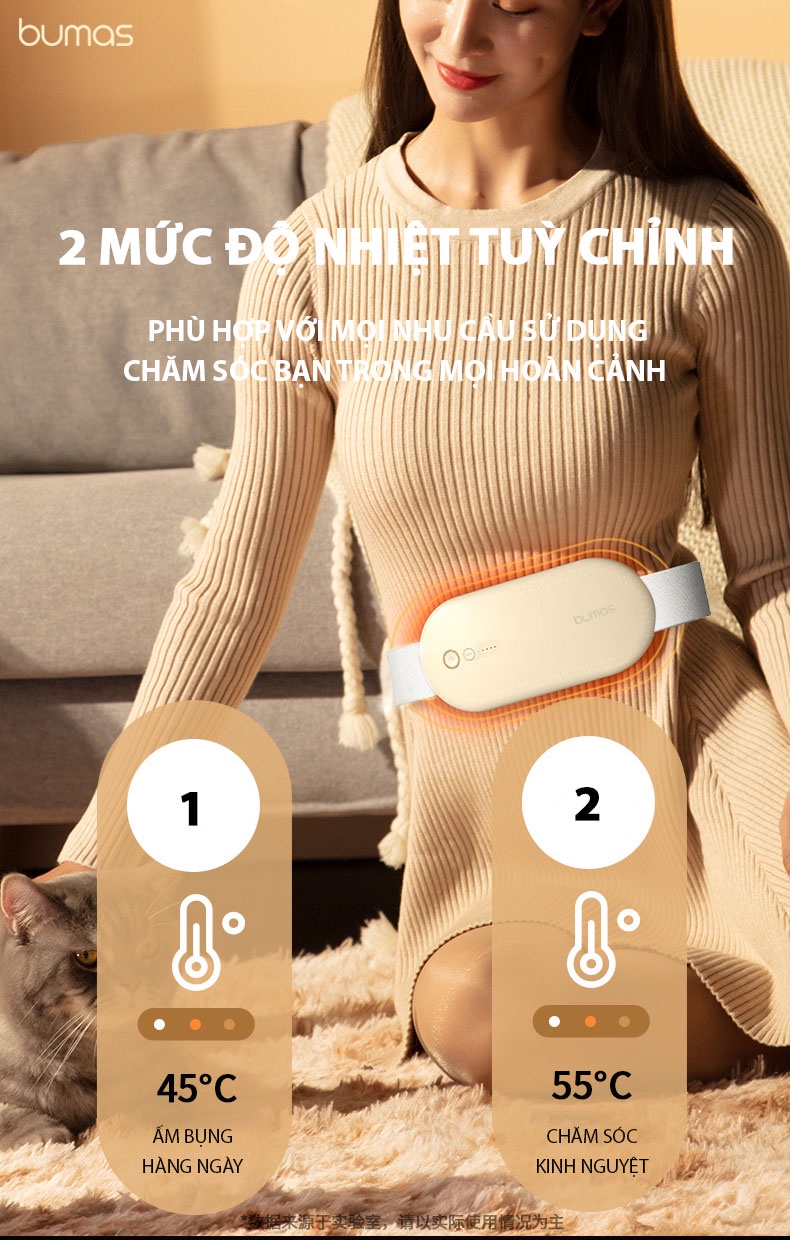 Mô tả Đai Chườm Nóng Massage Bụng BUMAS BU01 -  Massage Giảm Đau Bụng Kinh - Quà Tặng Cho Bạn Gái - 4