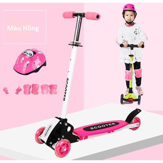 Bộ Xe Trượt Scooter 3 Bánh Tự Điều Chỉnh Kiểu Mới Đại Nam Sport+ Kèm Bộ Bảo Hộ