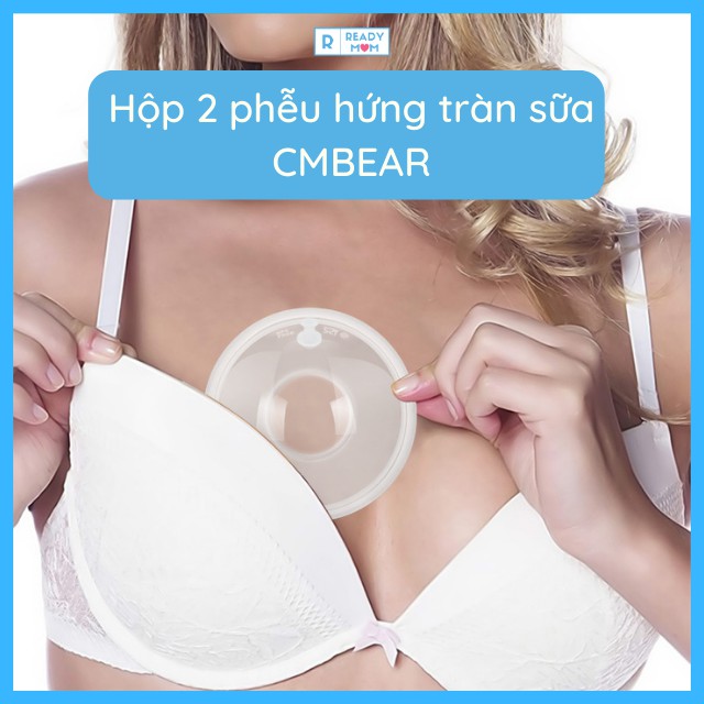 Hộp 2 Phễu Hứng Sữa Silicon CÓ NÚT ĐẬY | Chất Liệu An Toàn| Dành Cho Mẹ Nuôi Con Bú| CMBear Trung Quốc