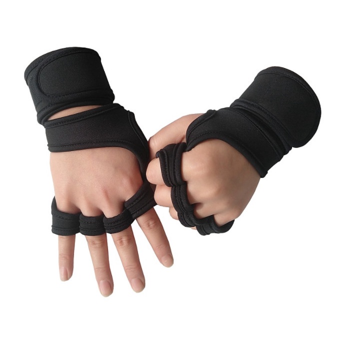 Găng Tay Xỏ Ngón, Có Quấn Cổ Tay Hỗ Trợ Giảm Chai Tay Khi Tập GYM, Chơi Thể Thao