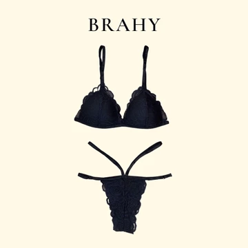 Bộ đồ lót ren bralette đen dây sexy có mút mỏng BRAHY 003