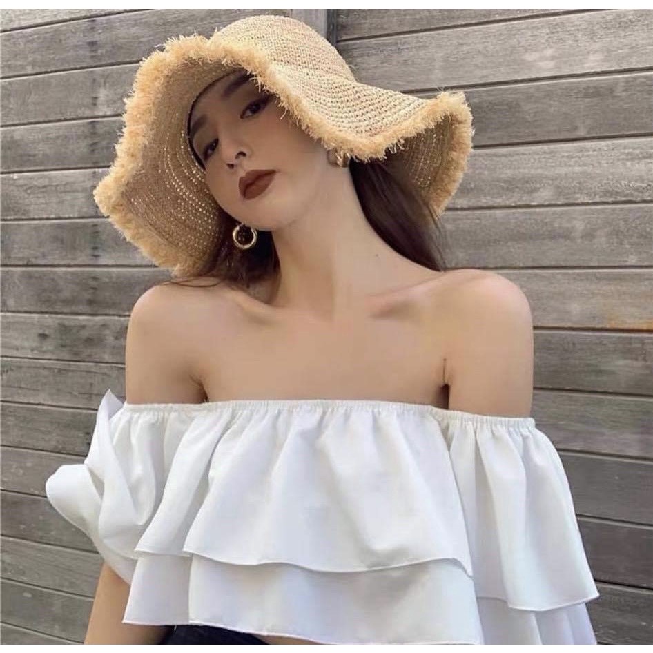 ÁO ỐNG TRỄ VAI HAI MÀU TRẮNG ĐEN XINH XẮN - NOW CROPTOP