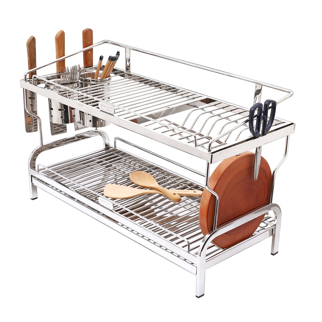 Kệ sóng chén đa năng 2 tầng có khay hứng nước UC2 Tovashu inox 304 để ...