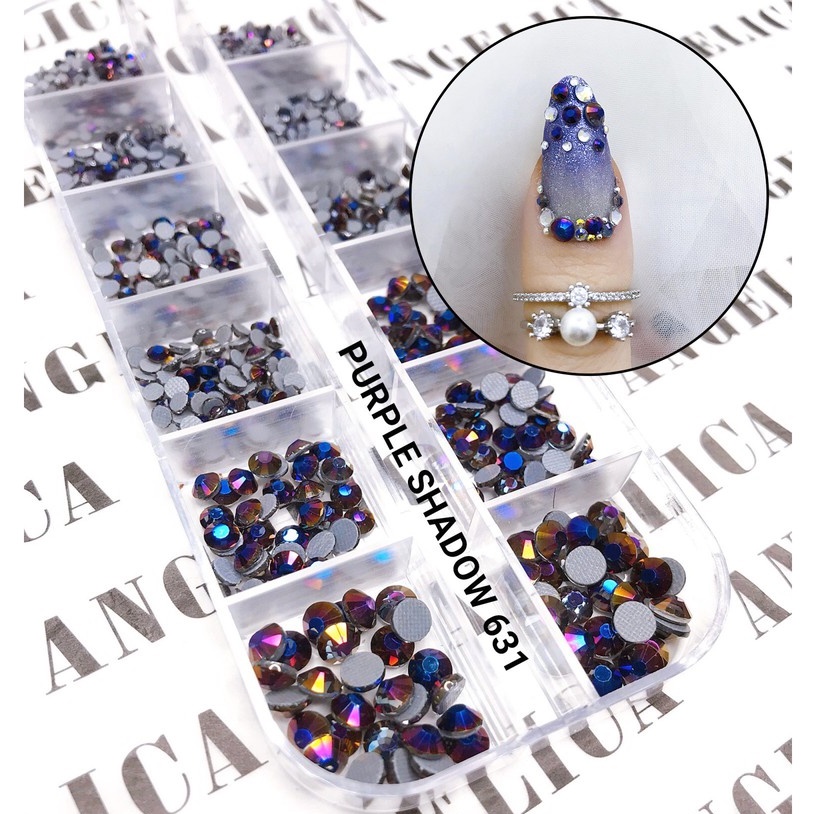 Đá Chân Lưới Nail 12 Khía Purple Shadow Màu Tím Khói Trang Trí Móng ANGELICA 631