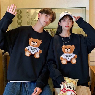 Áo đôi nam nữ thu đông, áo nỉ sweater in hình gấu chất bông ấm phong cách hàn quốc-PINK