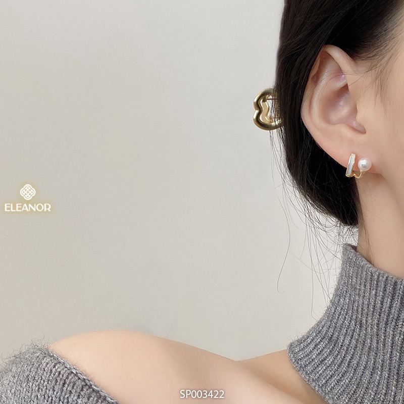 Bông tai nữ chuôi bạc 925 Eleanor Accessories khuyên tai viền cong phụ kiện trang sức 3422