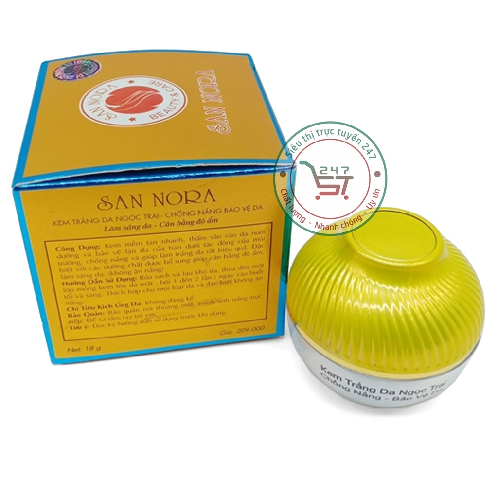 Kem dưỡng Trắng da mặt Sáng da Cân bằng độ ẩm Chống nắng San Nora 10g 18g (cam-hồng)
