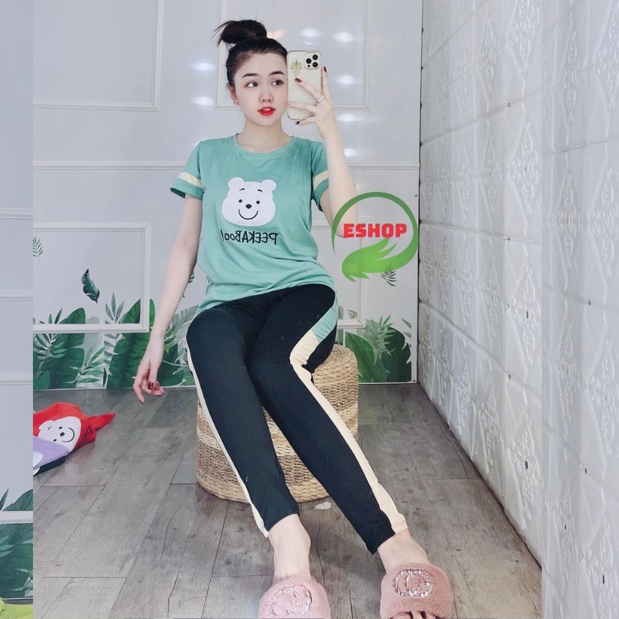 Đồ Bộ Nữ Bigsize 43-85kg Chất Thun Cotton Quần Dài Mặc Nhà Đi Chơi Thể Thao Trung Niên ESHOP DB07