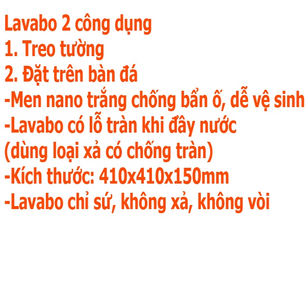 Chậu lavabo Chậu rửa mặt lavabo hoa văn TREO TƯỜNG hay Đặt Bàn Đá VUÔNG CON HƯƠU TREO TƯỜNG,men NANO