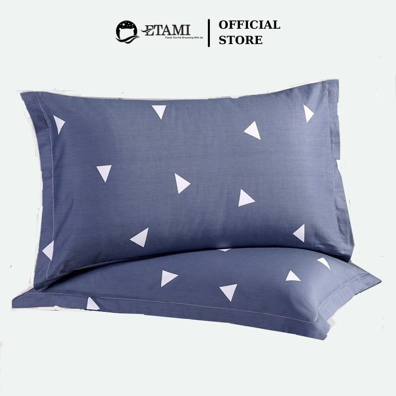 Ảnh Vỏ gối nằm cotton ETAMI tam giác ghi 45x65 thiết kế mềm mịn 1