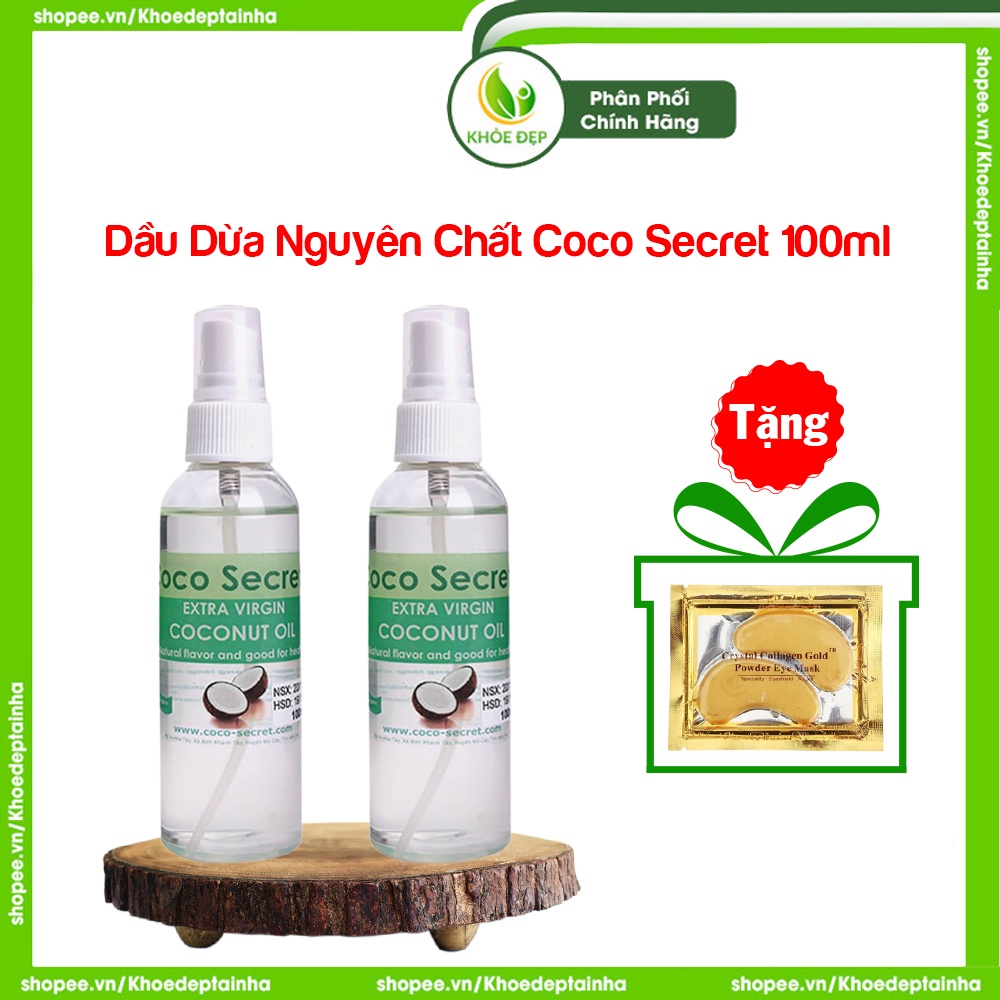 Dầu dừa Coco secret nguyên chất dưỡng ẩm da mặt, môi, tẩy trang. Dầu dừa  tinh khiết ủ dưỡng tóc nhanh dài, massage chai 100ml Tinh Dầu 100